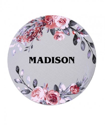 Round Mouse Pad with Name - White